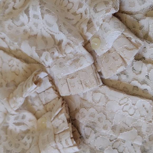 Exquisite Lace Blouse with Pintuck Front, Neck, Cuff Ruffles - Picture 4 of 8